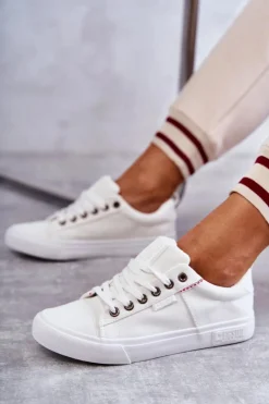 Trampki Damskie Big Star|Trampki Damskie Niskie></noscript>Big Star Shoes Niskie Damskie Materiałowe Trampki Big Star KK274003 Białe