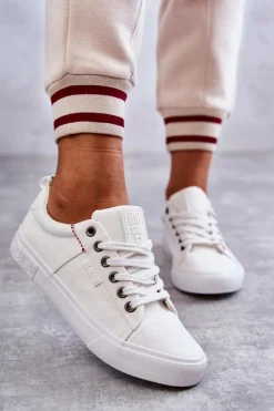 Trampki Damskie Big Star|Trampki Damskie Niskie></noscript>Big Star Shoes Niskie Damskie Materiałowe Trampki Big Star KK274003 Białe