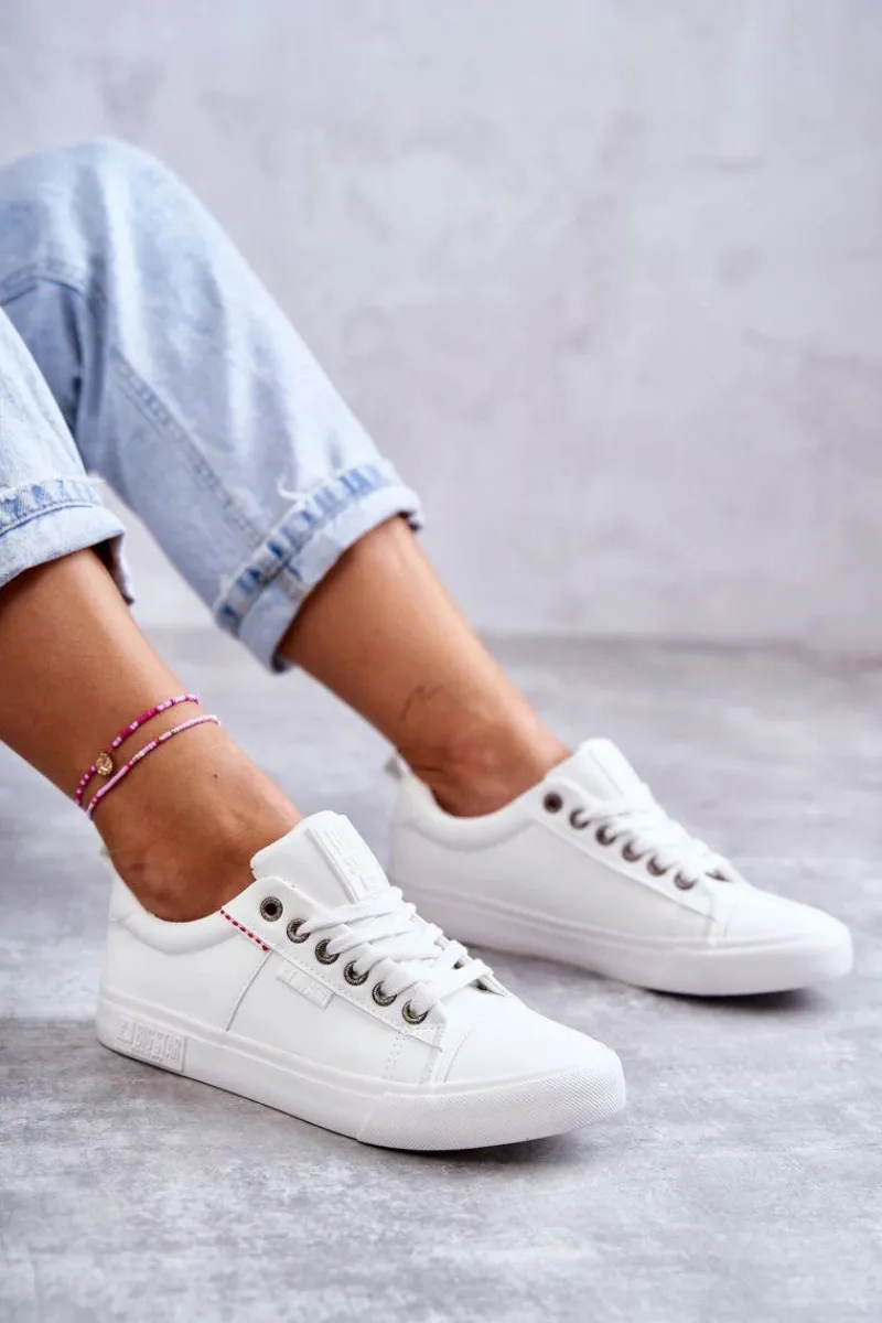 Trampki Damskie Big Star|Trampki Damskie Niskie>Big Star Shoes Niskie Damskie Skórzane Trampki Big Star KK274005 Białe Biały