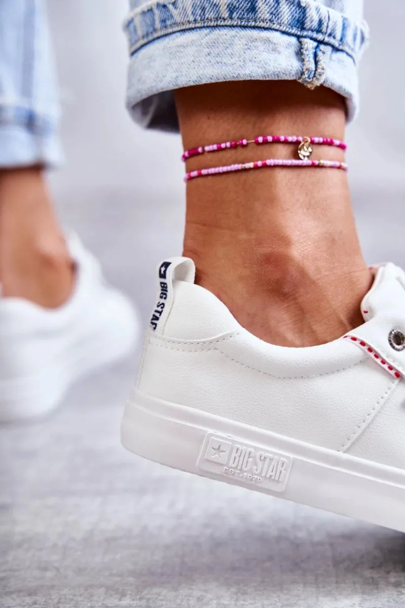 Trampki Damskie Big Star|Trampki Damskie Niskie>Big Star Shoes Niskie Damskie Skórzane Trampki Big Star KK274005 Białe Biały