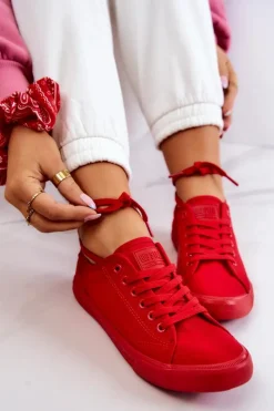 Sale Big Star Shoes Niskie Damskie Tenisówki Big Star JJ274068 Czerwone
