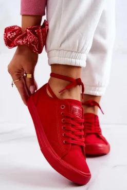 Sale Big Star Shoes Niskie Damskie Tenisówki Big Star JJ274068 Czerwone