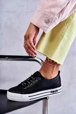 Sale Big Star Shoes Niskie Damskie Trampki Big Star KK274015 Czarne