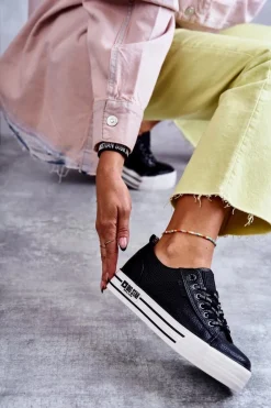 Sale Big Star Shoes Niskie Damskie Trampki Big Star KK274015 Czarne