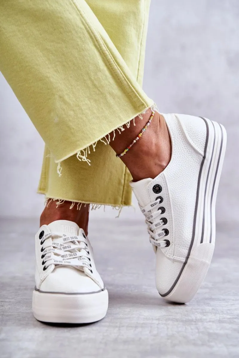 Discount Niskie Damskie Trampki Big Star KK274014 Białe Damskie Trampki Damskie Big Star|Trampki Damskie Niskie