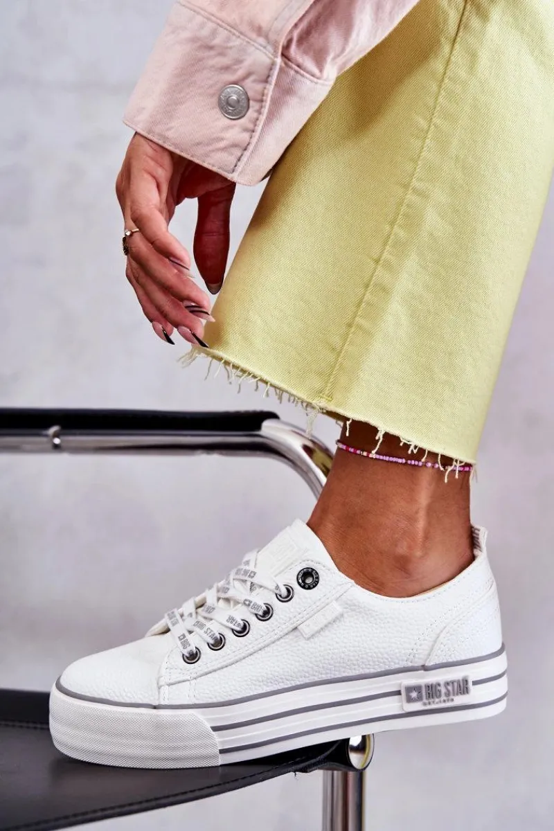 Discount Niskie Damskie Trampki Big Star KK274014 Białe Damskie Trampki Damskie Big Star|Trampki Damskie Niskie