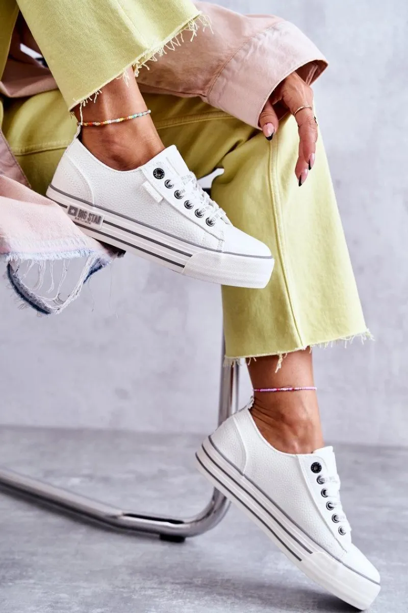 Discount Niskie Damskie Trampki Big Star KK274014 Białe Damskie Trampki Damskie Big Star|Trampki Damskie Niskie