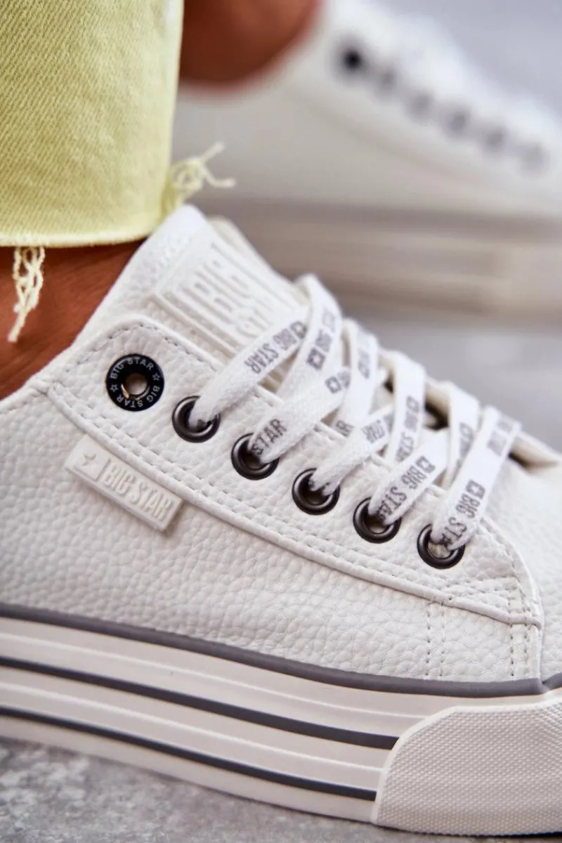 Discount Niskie Damskie Trampki Big Star KK274014 Białe Damskie Trampki Damskie Big Star|Trampki Damskie Niskie