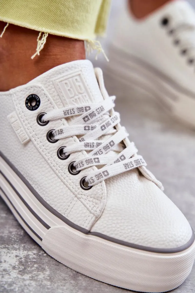 Discount Niskie Damskie Trampki Big Star KK274014 Białe Damskie Trampki Damskie Big Star|Trampki Damskie Niskie