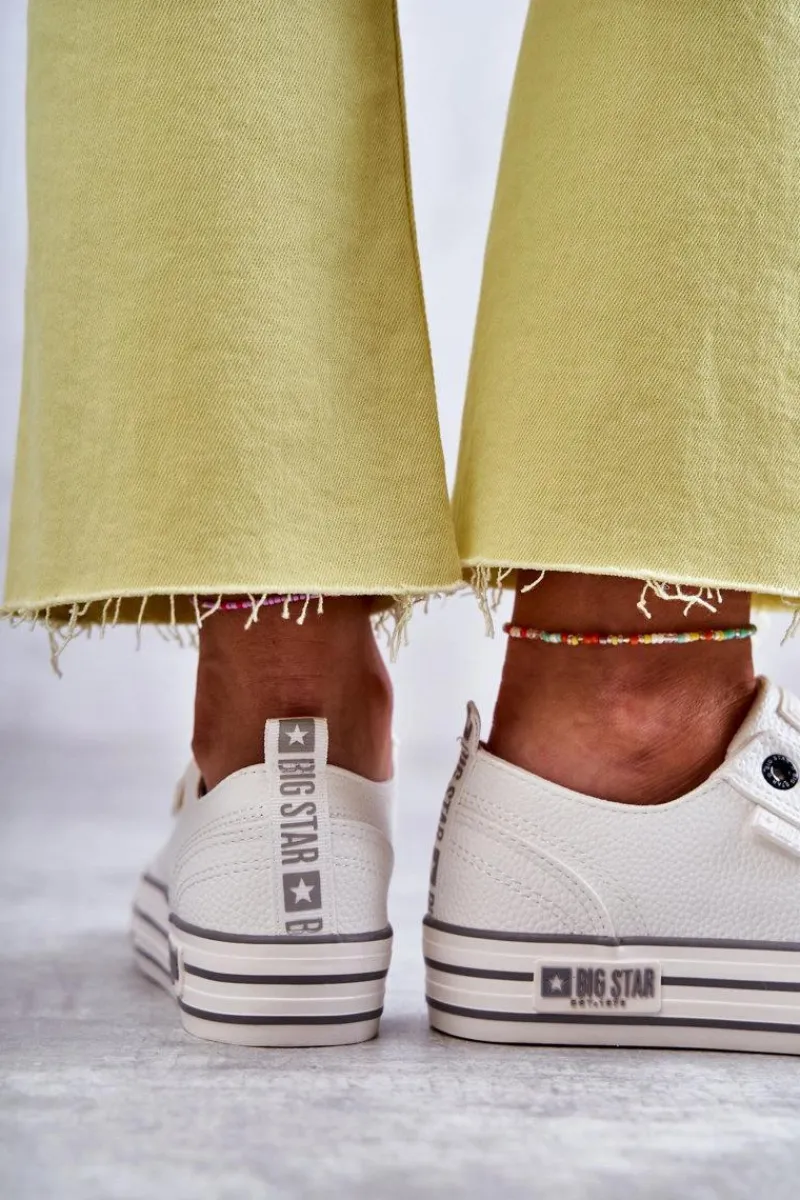 Discount Niskie Damskie Trampki Big Star KK274014 Białe Damskie Trampki Damskie Big Star|Trampki Damskie Niskie