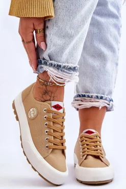 Hot Niskie Damskie Trampki Na Platformie LCW-23-44-1655L Beżowe Damskie Trampki Damskie Niskie