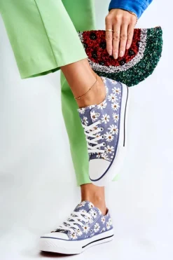 Trampki Damskie Niskie>Boto Niskie Damskie Trampki W Kwiaty Niebieskie Janey