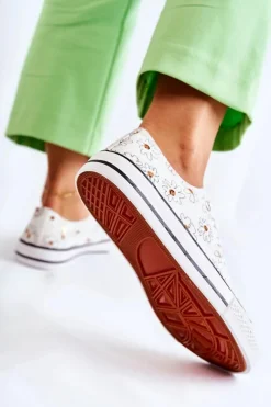 Clearance Boto Niskie Damskie Trampki W Kwiaty Białe Janey