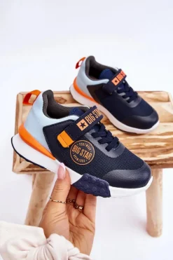 Back To School>Big Star Shoes Niskie Dziecięce Buty Sportowe Memory Foam System Big Star LL374215 Granatowe Niebieski
