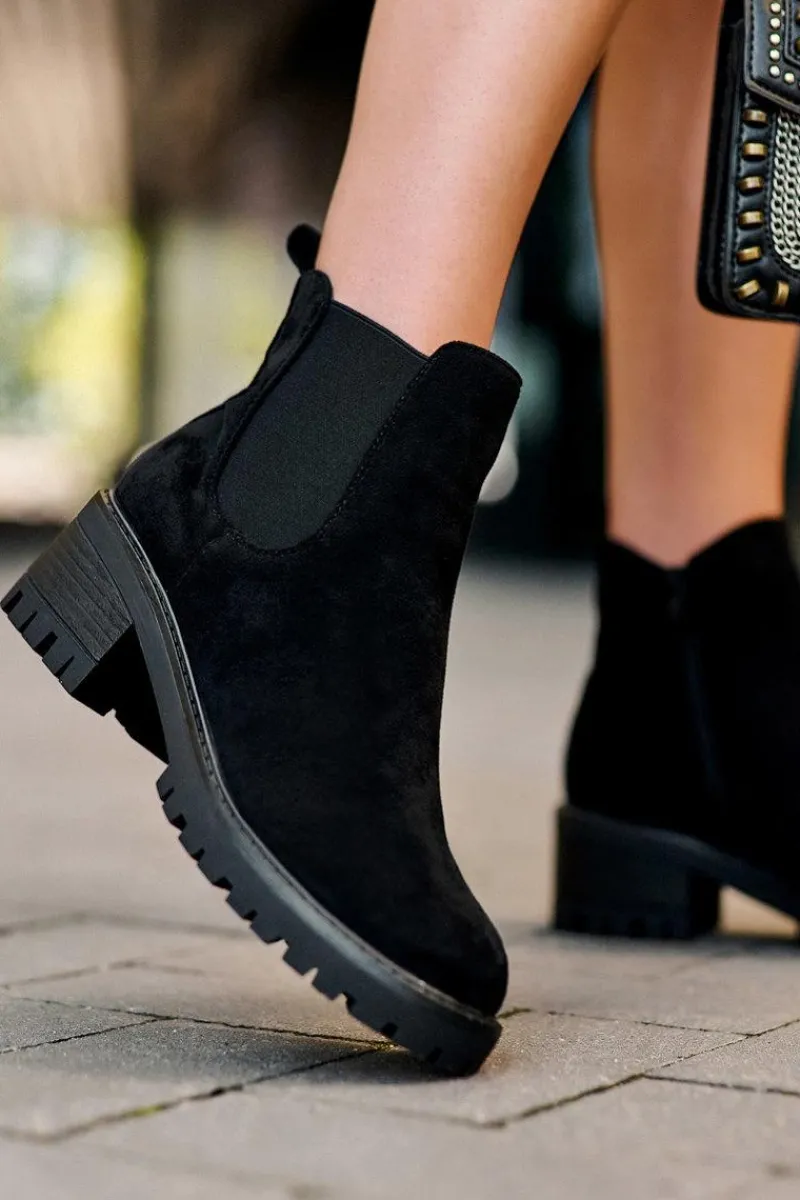 Hot Boto Niskie Klasyczne Zamszowe Botki Sztyblety Czarne Lalyllis