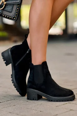 Hot Boto Niskie Klasyczne Zamszowe Botki Sztyblety Czarne Lalyllis