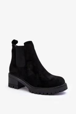 Hot Boto Niskie Klasyczne Zamszowe Botki Sztyblety Czarne Lalyllis