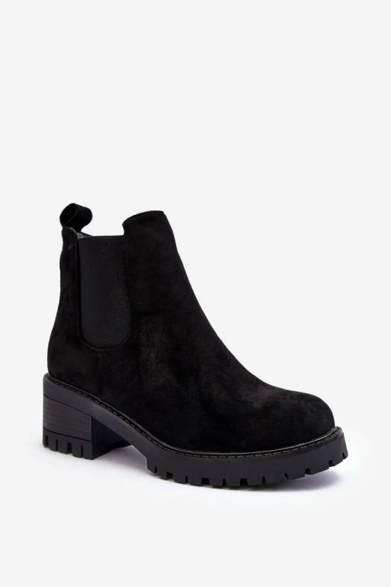 Hot Boto Niskie Klasyczne Zamszowe Botki Sztyblety Czarne Lalyllis