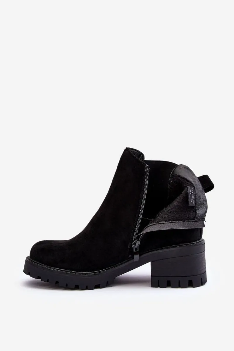 Hot Boto Niskie Klasyczne Zamszowe Botki Sztyblety Czarne Lalyllis