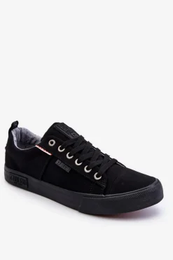 Outlet Niskie Męskie Materiałowe Trampki Big Star KK174002 Czarne Męskie Trampki Męskie Big Star|Trampki Niskie