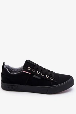 Outlet Niskie Męskie Materiałowe Trampki Big Star KK174002 Czarne Męskie Trampki Męskie Big Star|Trampki Niskie