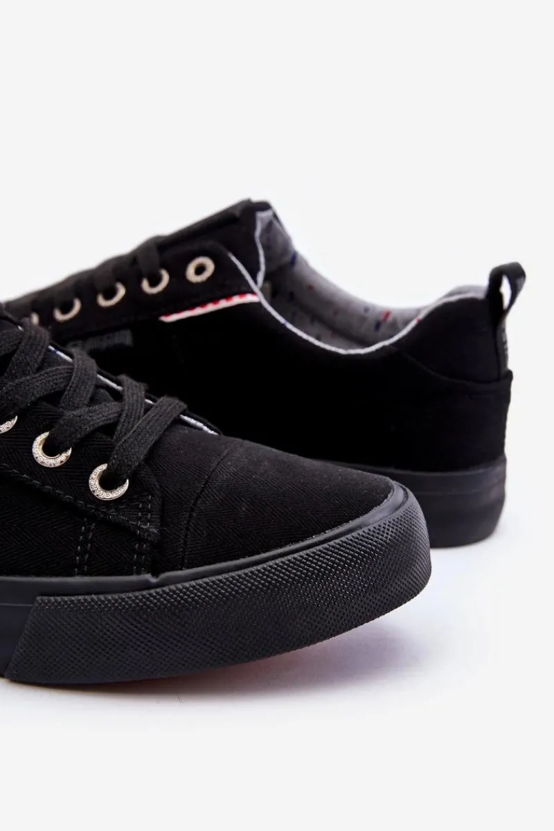 Outlet Niskie Męskie Materiałowe Trampki Big Star KK174002 Czarne Męskie Trampki Męskie Big Star|Trampki Niskie