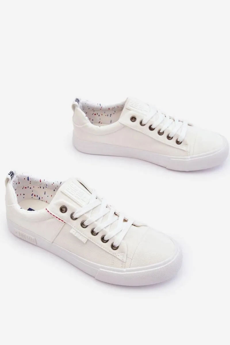 Trampki Męskie Big Star|Trampki Niskie>Big Star Shoes Niskie Męskie Materiałowe Trampki Big Star KK174001 Białe Biały