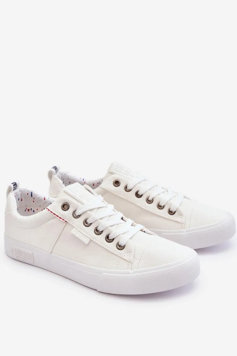 Trampki Męskie Big Star|Trampki Niskie>Big Star Shoes Niskie Męskie Materiałowe Trampki Big Star KK174001 Białe Biały