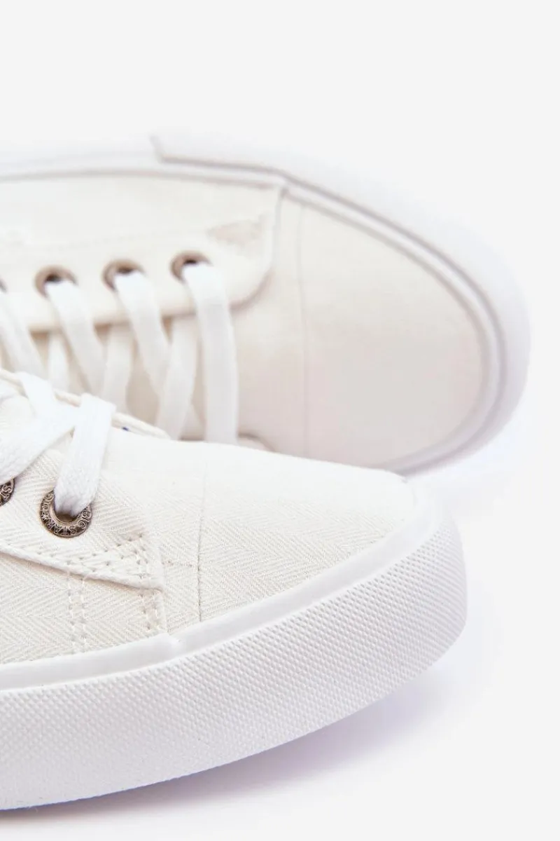 Trampki Męskie Big Star|Trampki Niskie>Big Star Shoes Niskie Męskie Materiałowe Trampki Big Star KK174001 Białe Biały