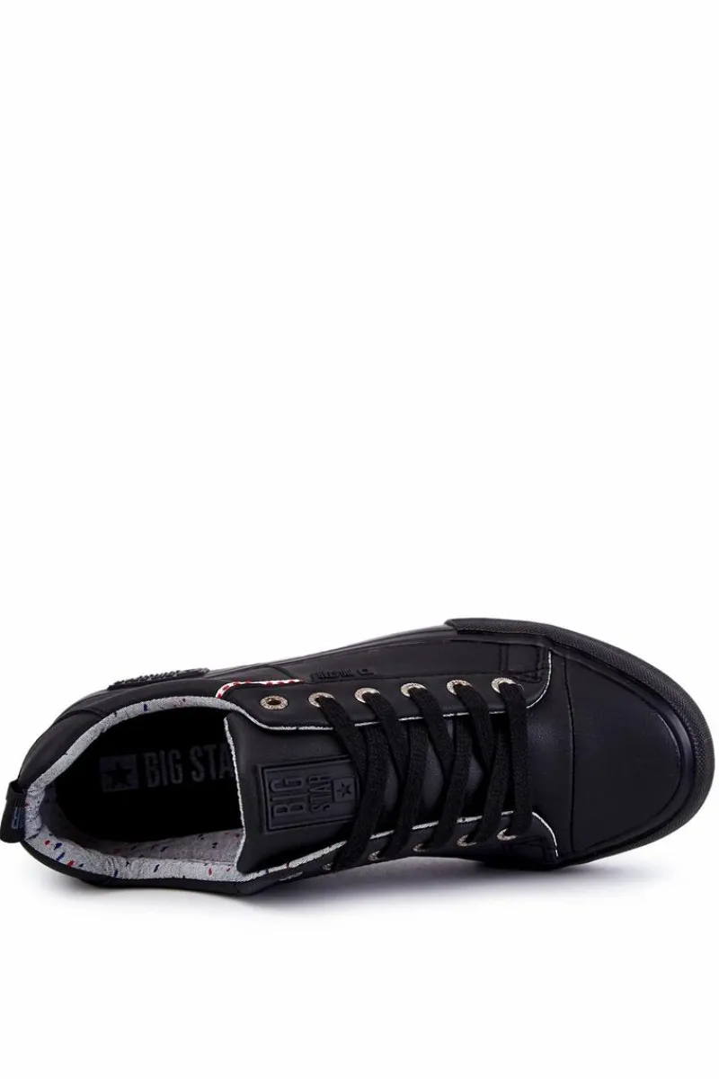 Trampki Męskie Big Star|Trampki Niskie>Big Star Shoes Niskie Męskie Skórzane Trampki Big Star KK174004 Czarne