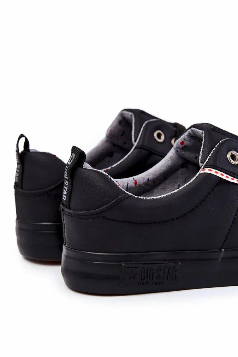 Trampki Męskie Big Star|Trampki Niskie>Big Star Shoes Niskie Męskie Skórzane Trampki Big Star KK174004 Czarne
