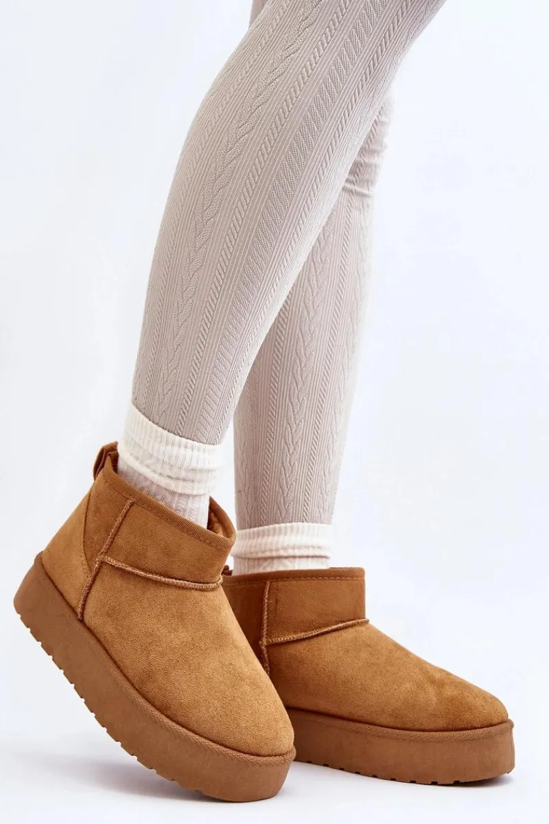 Śniegowce Damskie>Boto Niskie Śniegowce Damskie Na Platformie Camel Kallins