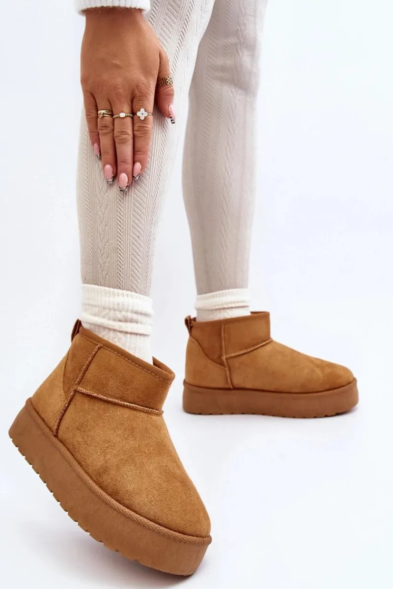 Śniegowce Damskie>Boto Niskie Śniegowce Damskie Na Platformie Camel Kallins