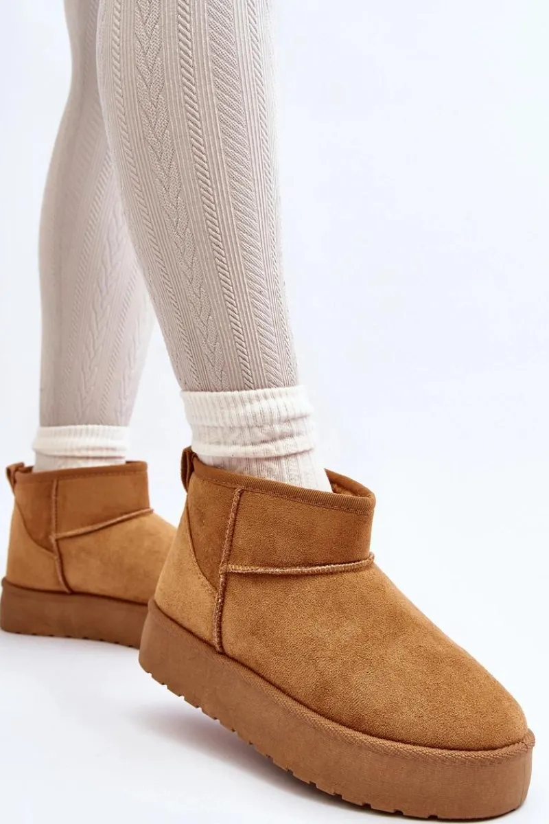 Śniegowce Damskie>Boto Niskie Śniegowce Damskie Na Platformie Camel Kallins