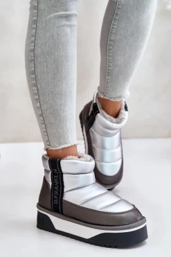 Sale D.Franklin Niskie Śniegowce Na Grubej Podeszwie DFSH371010 Srebrne Srebrny