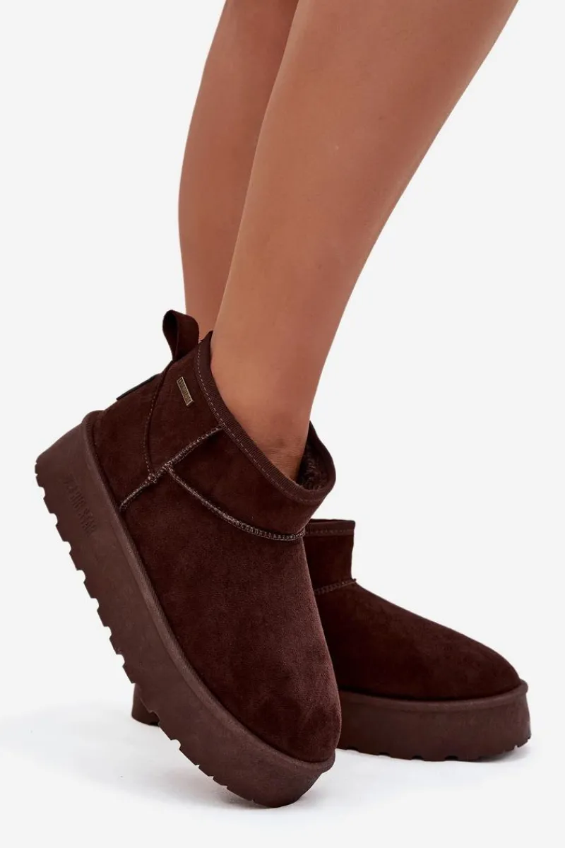 Śniegowce Damskie>Big Star Shoes Niskie Śniegowce Na Platformie Big Star OO274A101 Czekoladowe Brązowy