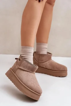 Best Big Star Shoes Niskie Śniegowce Na Platformie Big Star OO274A100 Beżowe Beżowy