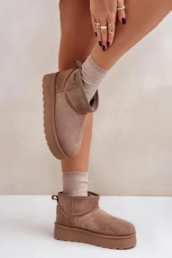 Best Big Star Shoes Niskie Śniegowce Na Platformie Big Star OO274A100 Beżowe Beżowy