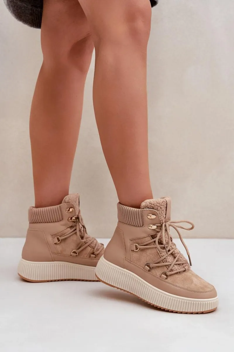 Śniegowce Damskie>Boto Niskie Śniegowce Na Platformie Brązowe Naliora