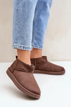 Śniegowce Damskie>Boto Niskie Śniegowce Z Eko Zamszu Brązowe Nelsanna