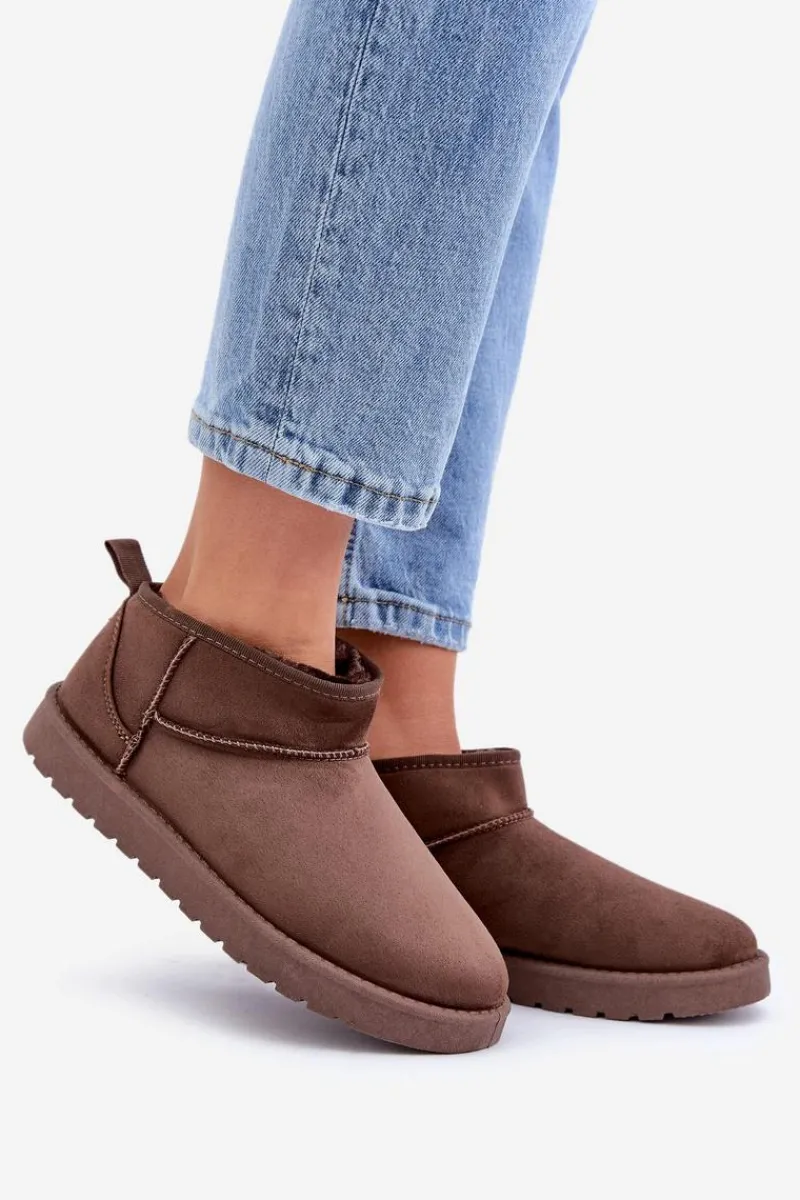 Śniegowce Damskie>Boto Niskie Śniegowce Z Eko Zamszu Brązowe Nelsanna