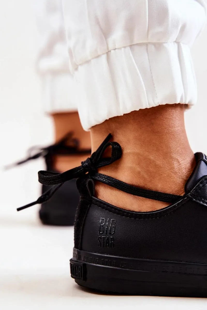 Clearance Big Star Shoes Niskie Skórzane Tenisówki Big Star JJ274006 Czarne Czarny