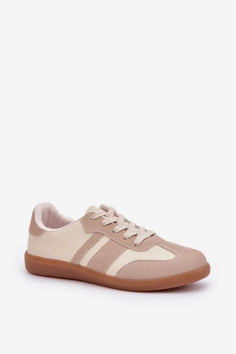 Sneakersy Damskie>Boto Niskie Sneakersy Damskie Z Eko Skóry Beżowe Nonalorin Beżowy