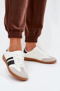 Sneakersy Damskie>Boto Niskie Sneakersy Damskie Z Eko Skóry Białe Nonalorin Biały