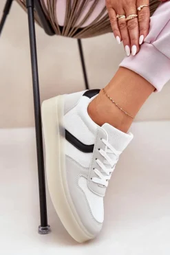 Discount Evento Niskie Sneakersy Damskie Na Platformie Białe Telmira Biały