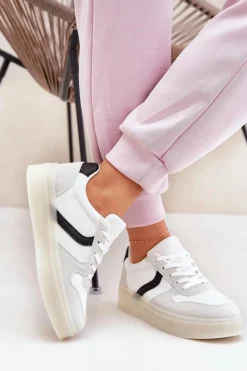 Discount Evento Niskie Sneakersy Damskie Na Platformie Białe Telmira Biały