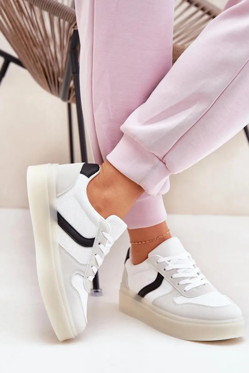 Discount Evento Niskie Sneakersy Damskie Na Platformie Białe Telmira Biały