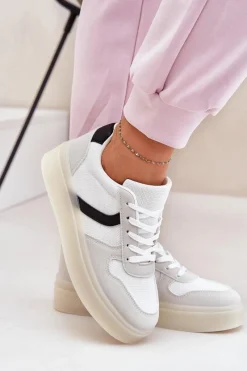 Discount Evento Niskie Sneakersy Damskie Na Platformie Białe Telmira Biały