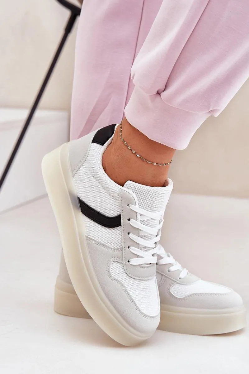 Discount Evento Niskie Sneakersy Damskie Na Platformie Białe Telmira Biały