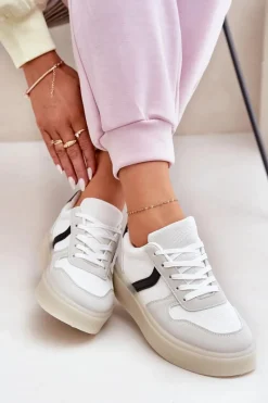 Discount Evento Niskie Sneakersy Damskie Na Platformie Białe Telmira Biały